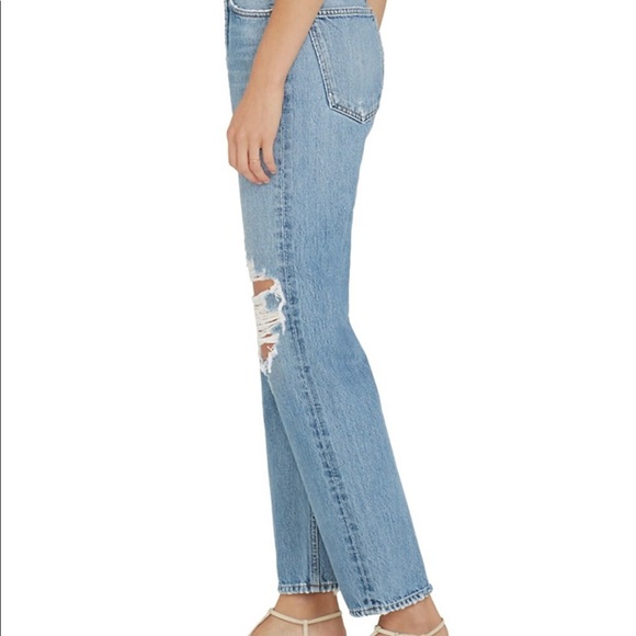 NWT Agolde 90's High-Rise Distressed Pinch-Waist Straight-Leg Jeans - Picture 4 of 5